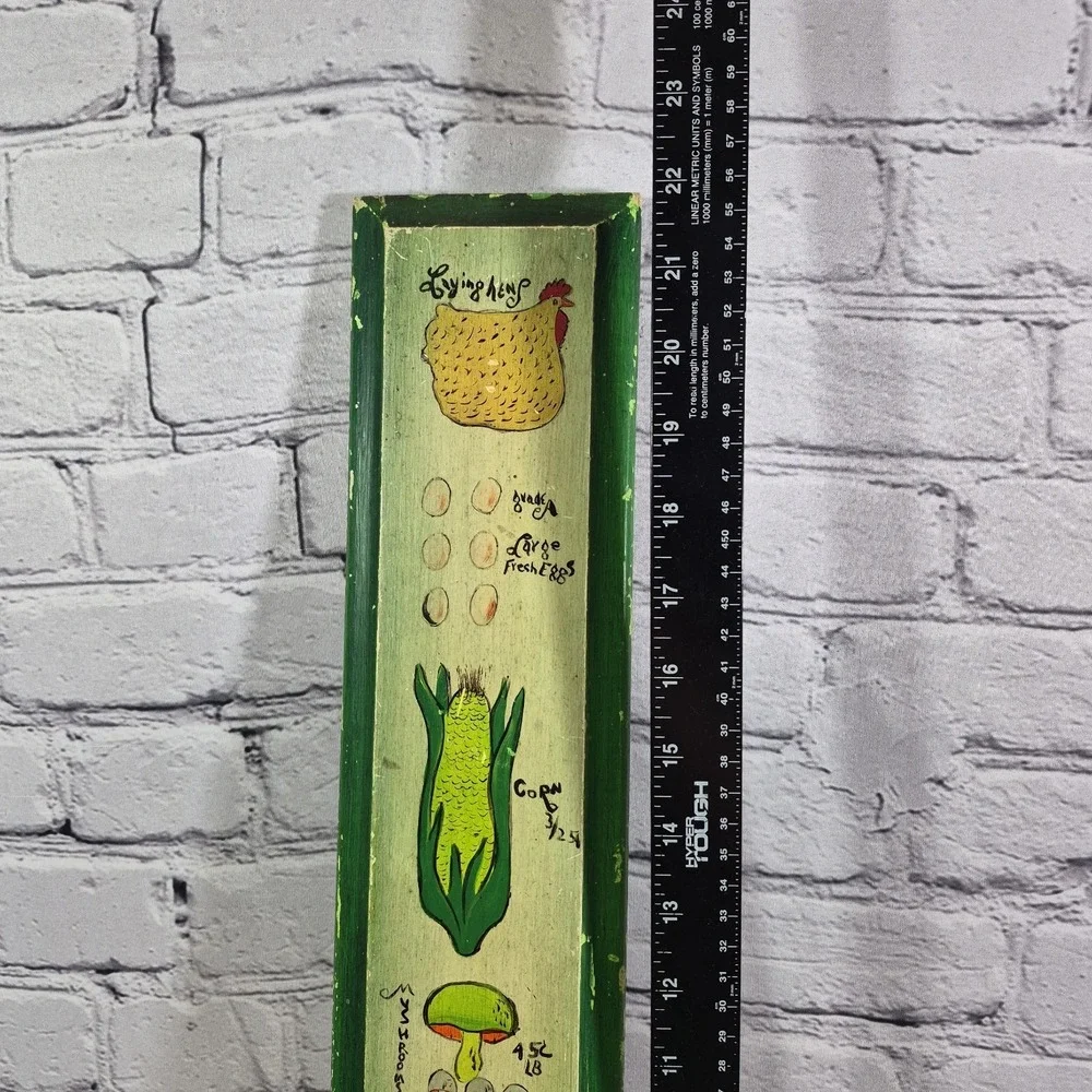 Vtg Hand Painted Wood Sign Eggs Corn Peppers Farmhouse Kitchen Rustic Cottage